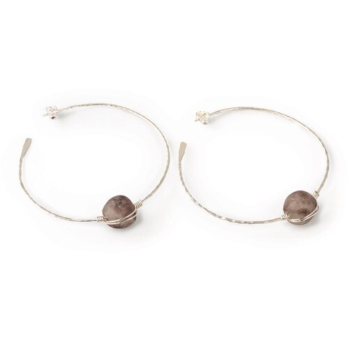 Evangeline Hoop Earrings Silver (Purple)